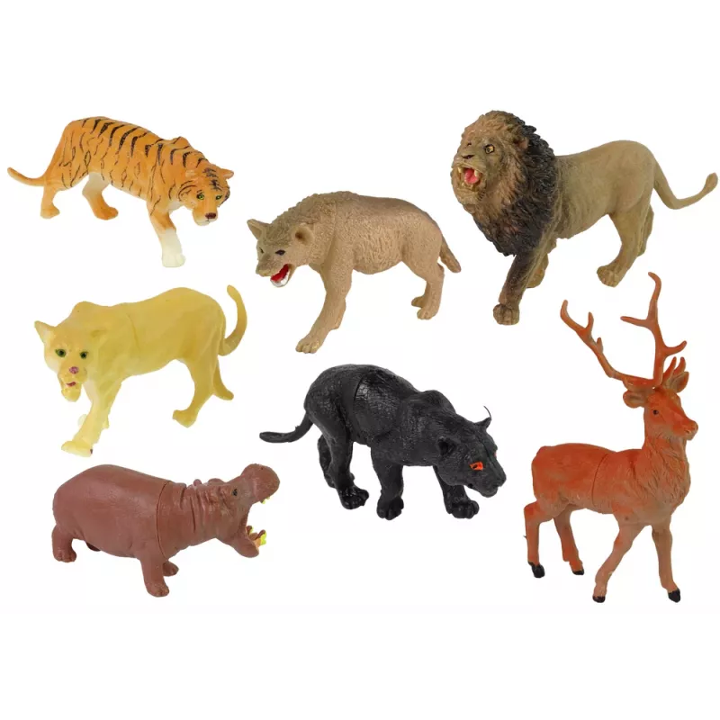 LEAN TOYS Großes Figurenset Wilde Tiere Safari + Zubehör 34 Elemente