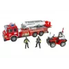 LEAN TOYS Großes Feuerwehr-Set mit Feuerwehrauto, Figuren und Quad-Helm für Kinder