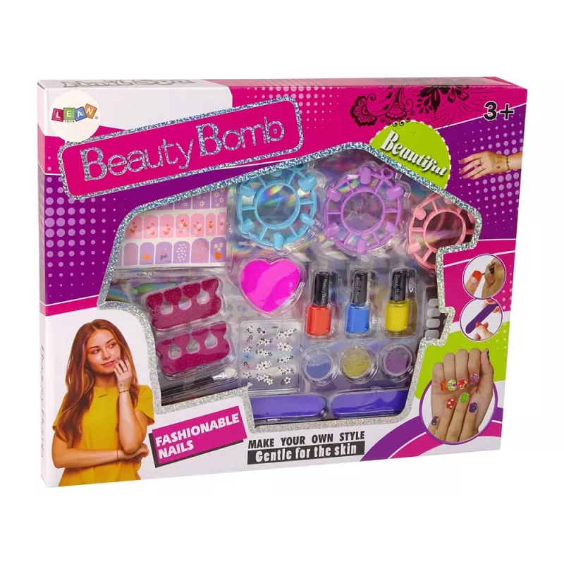 LEAN TOYS Großes Nagellack-Set Nagellacke Aufkleber Zehenspreizer