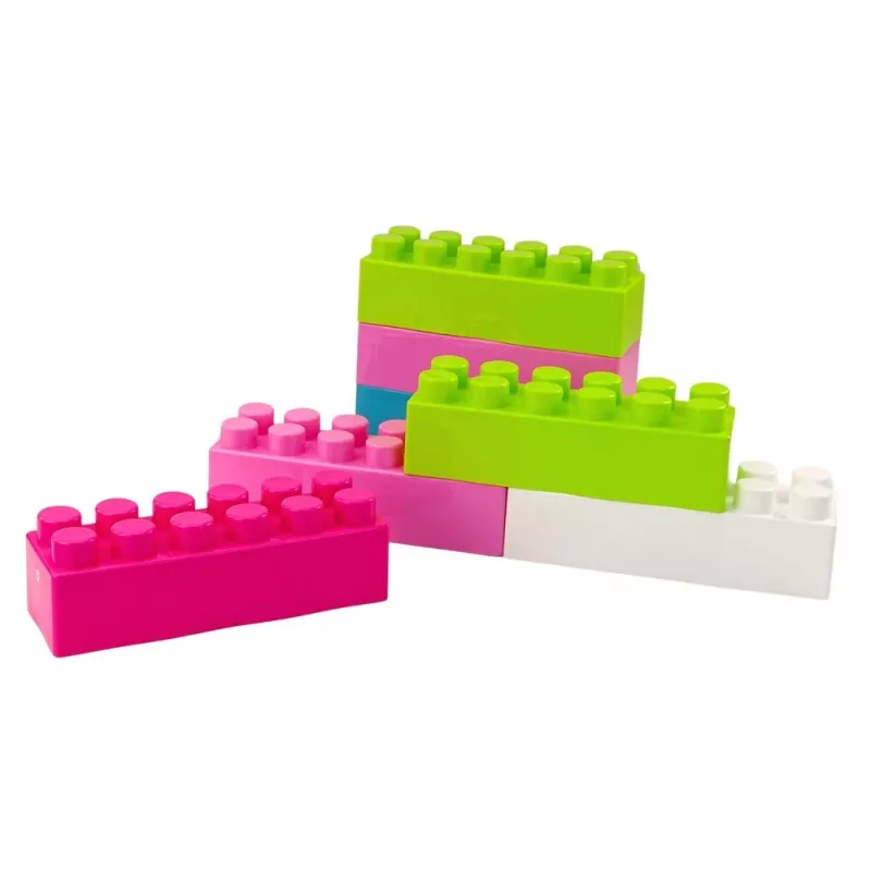 LEAN TOYS Große längliche Bausteine im Beutel mit farbigen Aufklebern – 20 Teile
