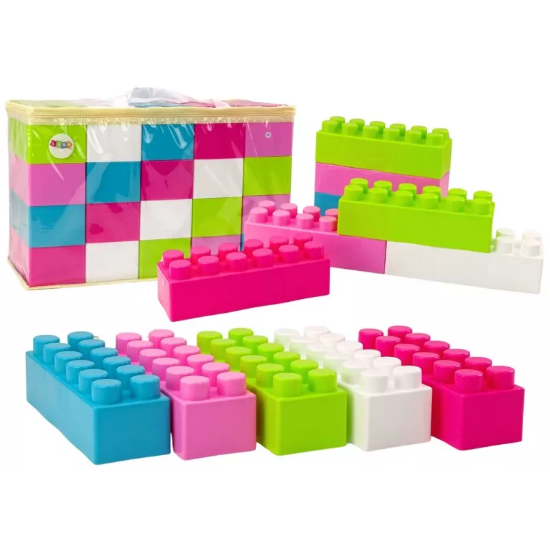 LEAN TOYS Große längliche Bausteine im Beutel mit farbigen Aufklebern – 20 Teile