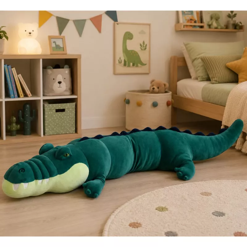 LEAN TOYS Großer Plüschkrokodil Maskottchen Kuscheltier Realistisch Grün 150 cm