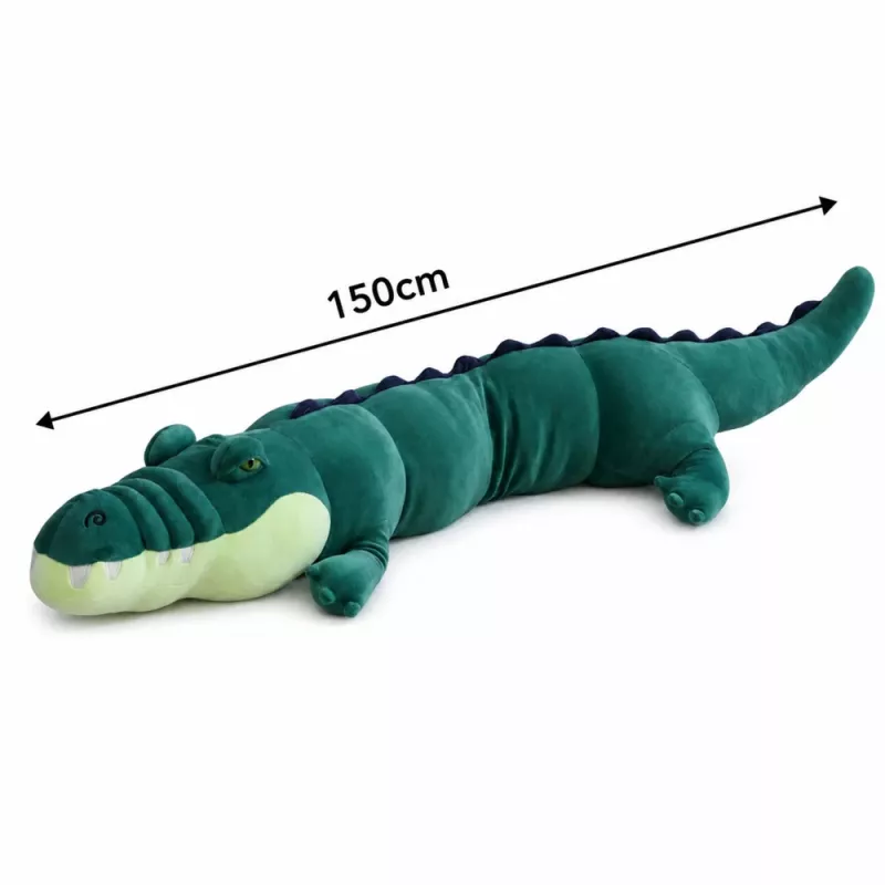 LEAN TOYS Großer Plüschkrokodil Maskottchen Kuscheltier Realistisch Grün 150 cm