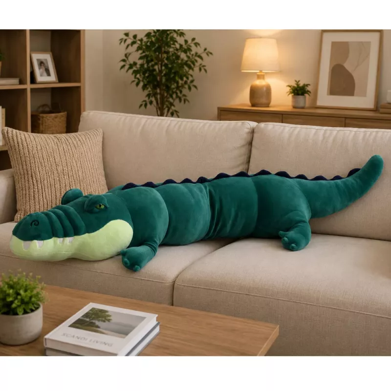 LEAN TOYS Großer Plüschkrokodil Maskottchen Kuscheltier Realistisch Grün 150 cm