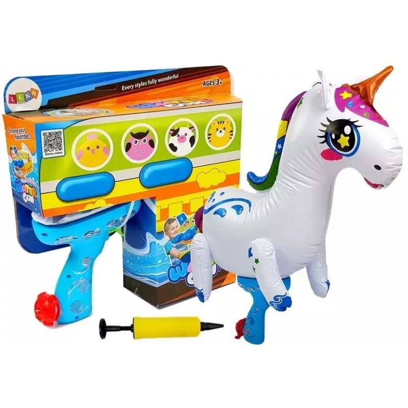 LEAN TOYS Große Pump-Wasserpistole Einhorn