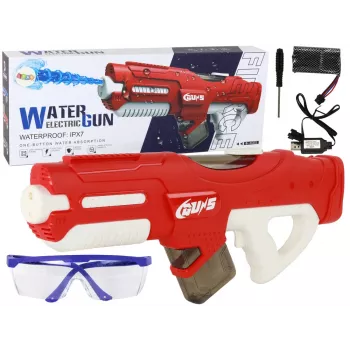 LEAN TOYS Große rote Wasserpistole 750ml mit Brille