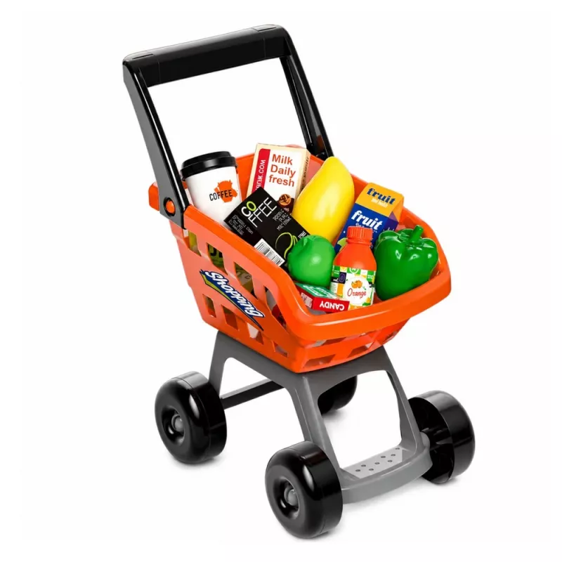 LEAN TOYS Großer Supermarkt-Kassenwagen-Set - 60 Teile mit Licht, Sound & Zubehör, Rollenspielzeug für Kinder ab 3 Jahren