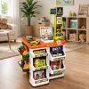 LEAN TOYS Großer Supermarkt-Kassenwagen-Set - 60 Teile mit Licht, Sound & Zubehör, Rollenspielzeug für Kinder ab 3 Jahren