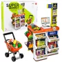 LEAN TOYS Großer Supermarkt-Kassenwagen-Set - 60 Teile mit Licht, Sound & Zubehör, Rollenspielzeug für Kinder ab 3 Jahren