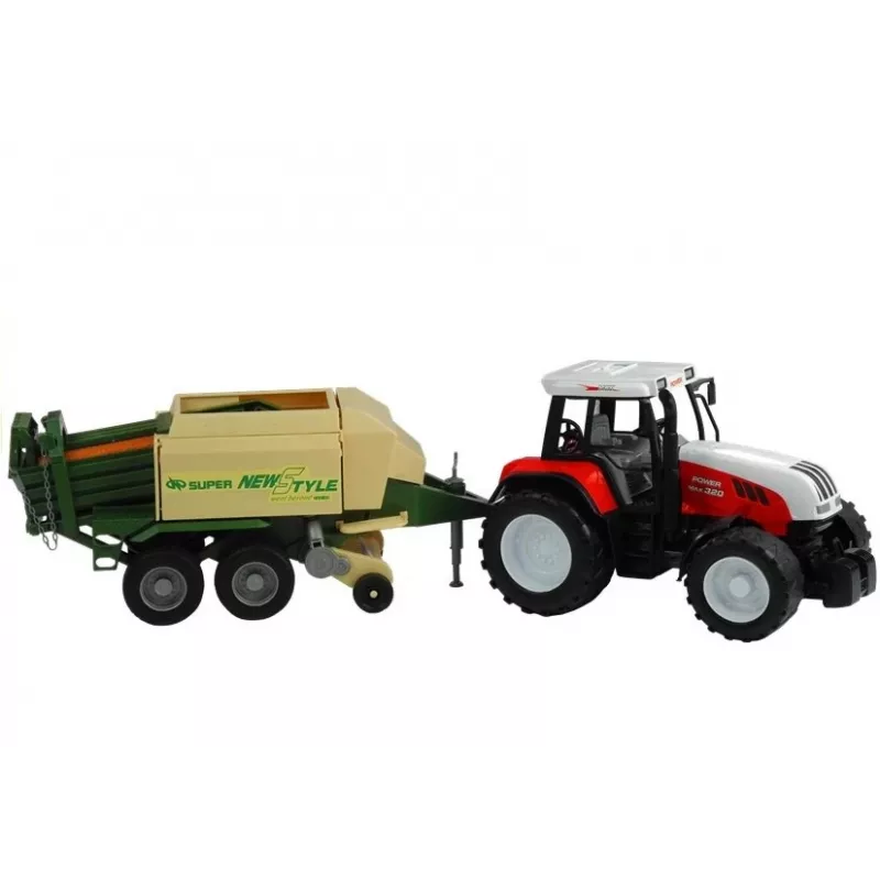 LEAN TOYS Großer Traktor mit Anhänger, landwirtschaftliche Maschine, 65 cm