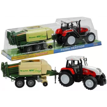 LEAN TOYS Großer Traktor mit Anhänger, landwirtschaftliche Maschine, 65 cm