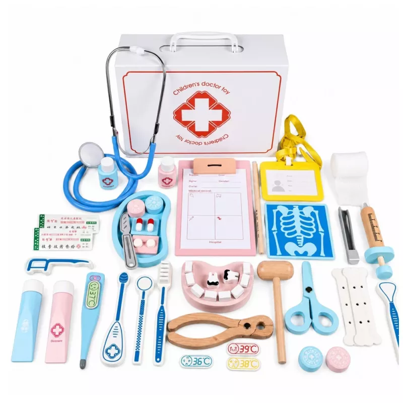 LEAN TOYS Kleiner Doktor-Set - Medizinische Werkzeuge - Echte Accessoires - 36 Teile