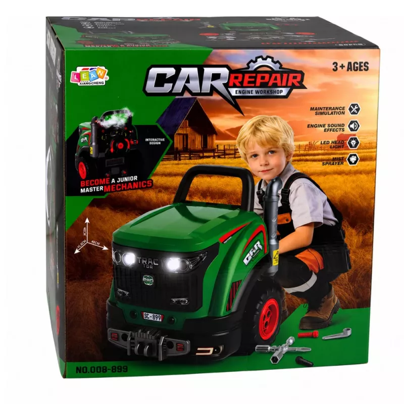 LEAN TOYS Little Handyman's Zerlegbarer Traktor mit Lichtern, Geräuschen und Dampf