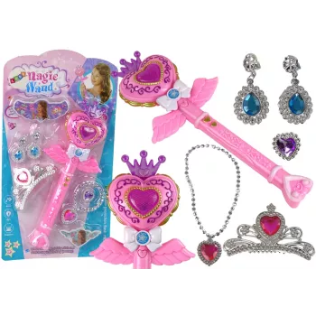LEAN TOYS Magical Fairy Tale Princesses Set mit interaktivem Zauberstab, Licht, Sound und Sternprojektor-Funktion