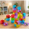 LEAN TOYS Magnetische Bausteine 60 Stück - Bunte Würfel-Kugelbahn-Baukasten