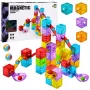 LEAN TOYS Magnetische Bausteine 60 Stück - Bunte Würfel-Kugelbahn-Baukasten