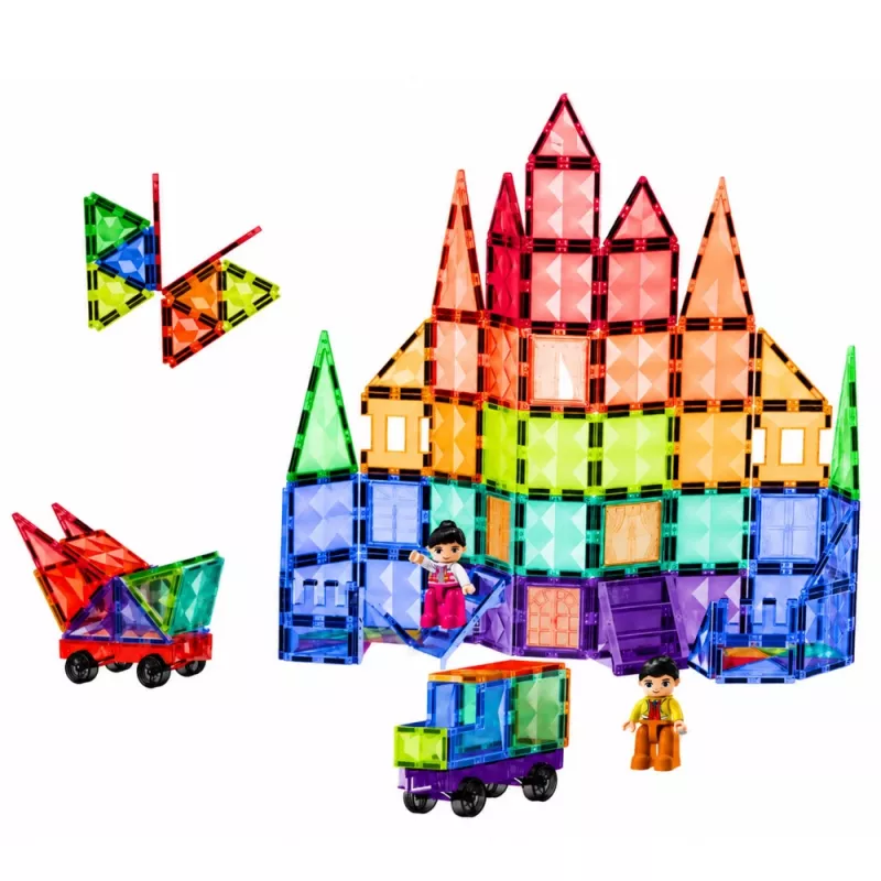 LEAN TOYS Magnetische Konstruktionsblöcke 3D Paneele Kreativ STEM Bunt 100 Stück