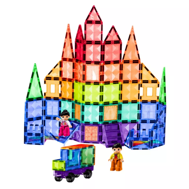 LEAN TOYS Magnetische Konstruktionsblöcke 3D Paneele Kreativ STEM Bunt 100 Stück