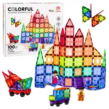 LEAN TOYS Magnetische Konstruktionsblöcke 3D Paneele Kreativ STEM Bunt 100 Stück