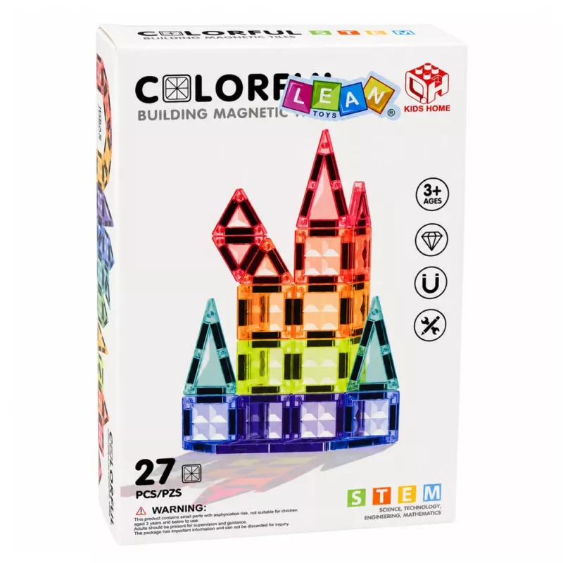 LEAN TOYS Magnetische Konstruktionsblöcke 3D Paneele Kreativ STEM Bunt 27 Stück