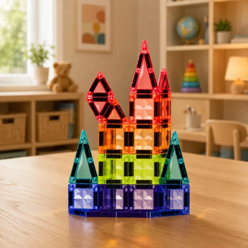 LEAN TOYS Magnetische Konstruktionsblöcke 3D Paneele Kreativ STEM Bunt 27 Stück