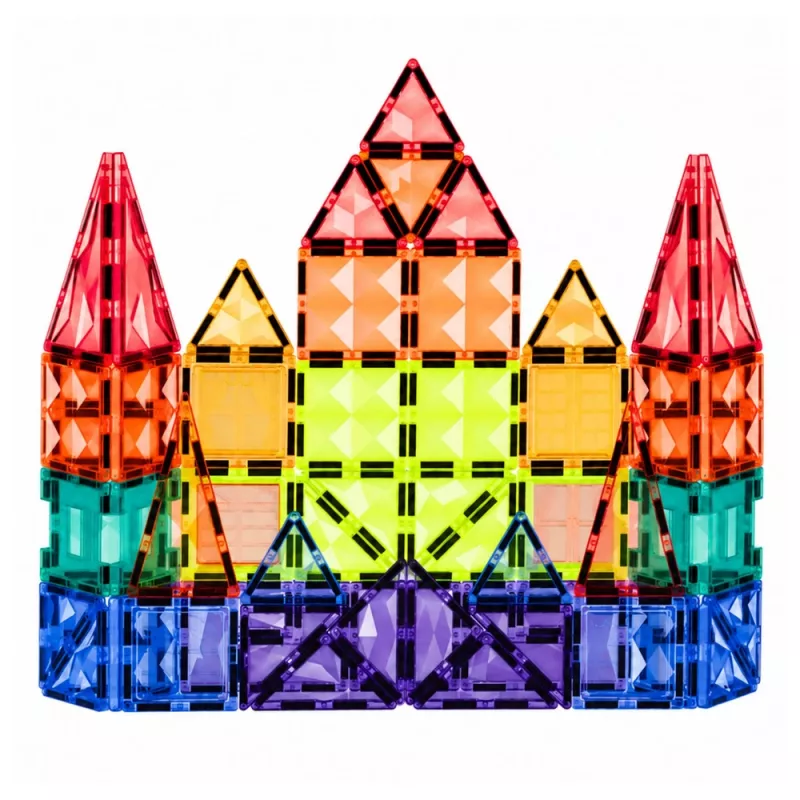 LEAN TOYS Magnetische Konstruktionsblöcke 3D Paneele Kreativ STEM Bunt 73 Stück