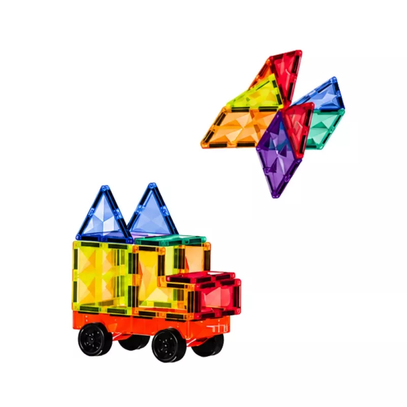 LEAN TOYS Magnetische Bausteine 3D-Platten Kreativ STEM Bunt 85 Stk.