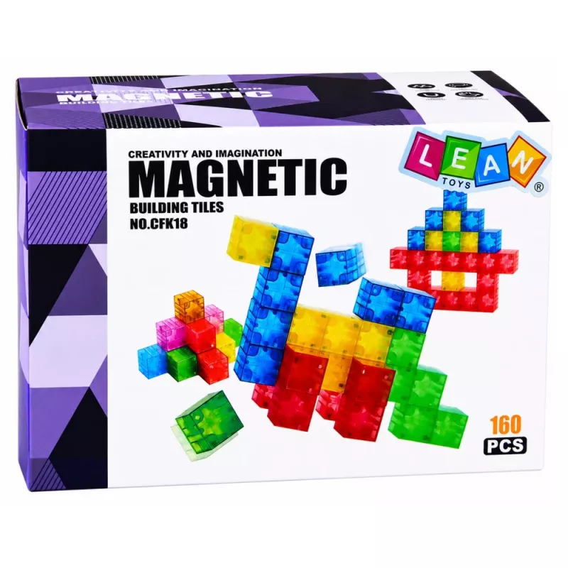 LEAN TOYS Magnetische Bausteine Würfel Bunte 3D-Würfel 160 Stück
