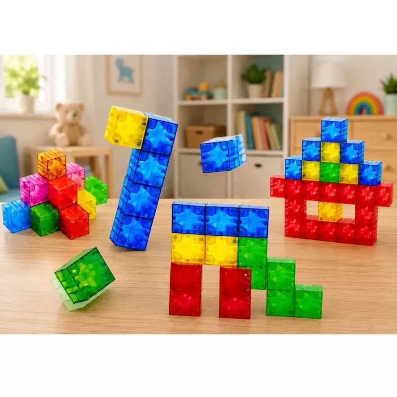 LEAN TOYS Magnetische Bausteine Würfel Bunte 3D-Würfel 160 Stück