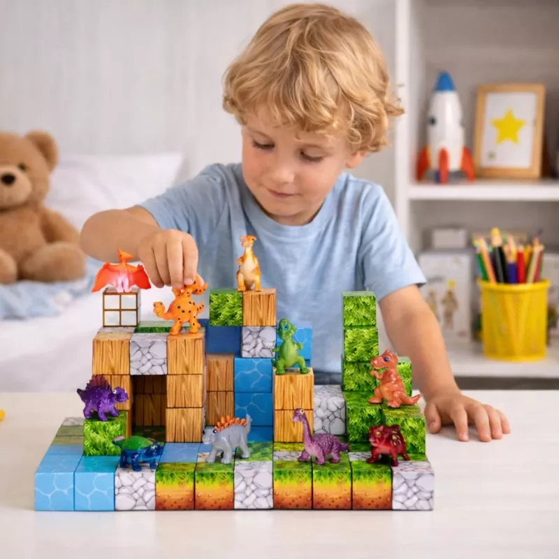 LEAN TOYS Magnetische Konstruktionsblöcke Würfel Quadratische Welt 3D 114 Teile