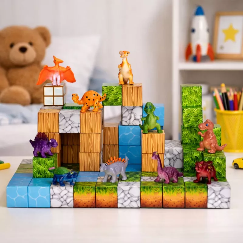LEAN TOYS Magnetische Konstruktionsblöcke Würfel Quadratische Welt 3D 114 Teile