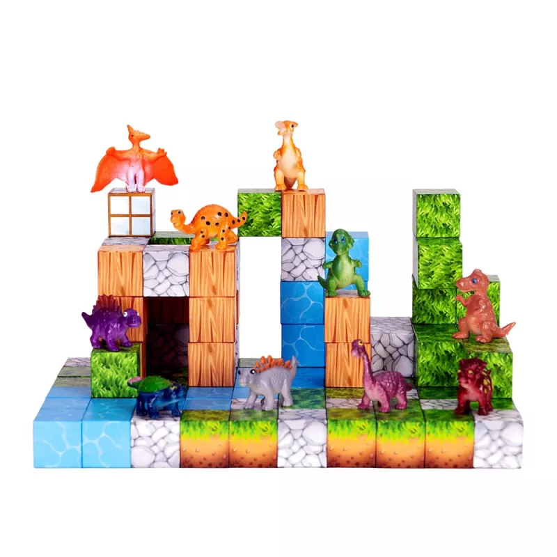 LEAN TOYS Magnetische Konstruktionsblöcke Würfel Quadratische Welt 3D 114 Teile