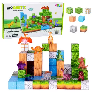 LEAN TOYS Magnetische Konstruktionsblöcke Würfel Quadratische Welt 3D 114 Teile