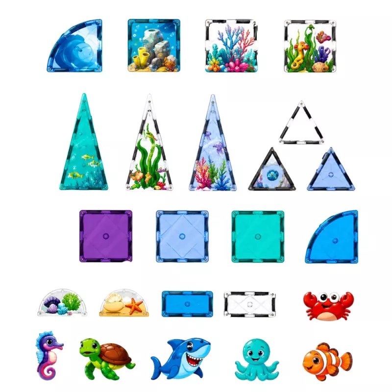 LEAN TOYS Magnetische Bausteine Meerestiere Ozean 40 Teile