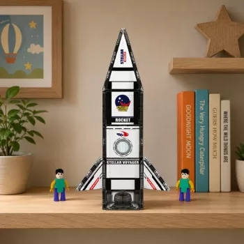 LEAN TOYS Magnetische Konstruktionsblöcke Weltraumrakete Figuren 26 Stück