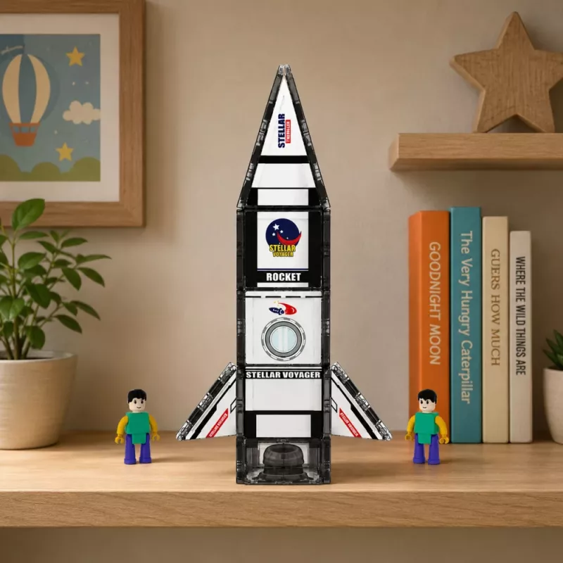 LEAN TOYS Magnetische Konstruktionsblöcke Weltraumrakete Figuren 26 Stück