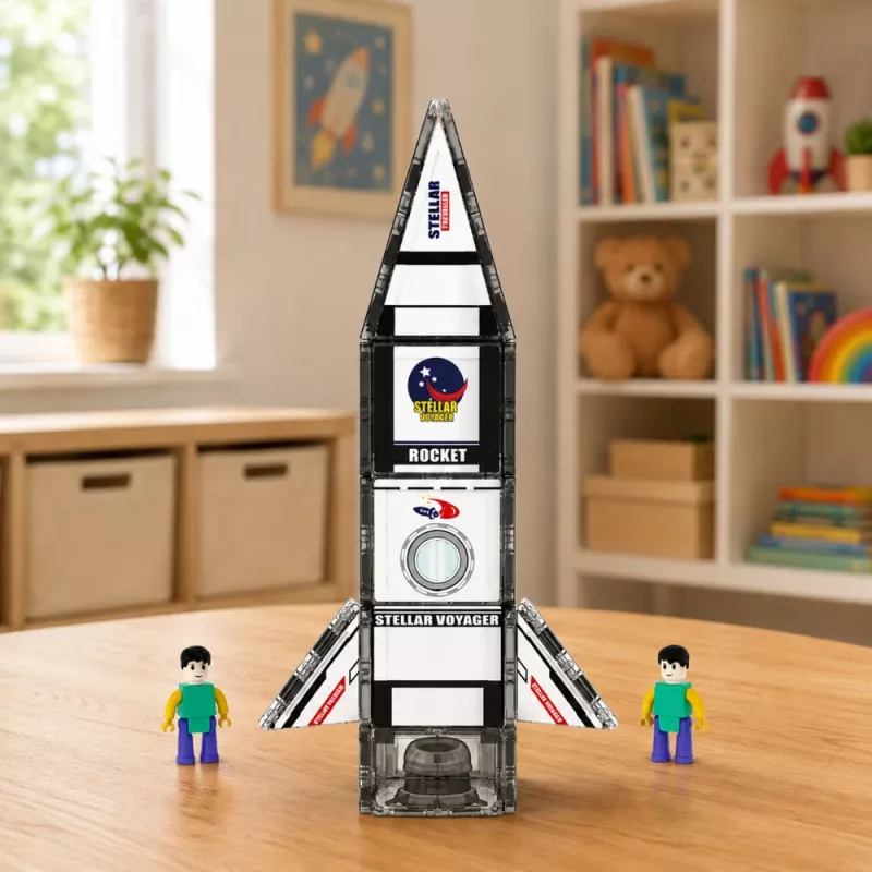 LEAN TOYS Magnetische Konstruktionsblöcke Weltraumrakete Figuren 26 Stück
