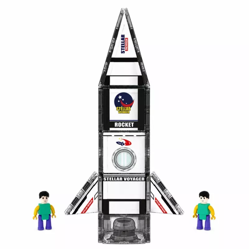 LEAN TOYS Magnetische Konstruktionsblöcke Weltraumrakete Figuren 26 Stück