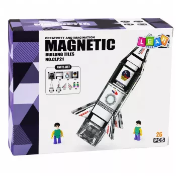 LEAN TOYS Magnetische Konstruktionsblöcke Weltraumrakete Figuren 26 Stück