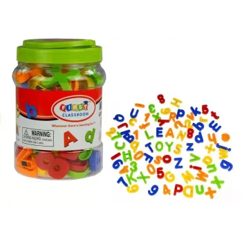 LEAN TOYS Magnetische Buchstaben und Zahlen im Glas – 78-teiliges Alphabet- und Mathe-Set für Kinder ab 3 Jahren
