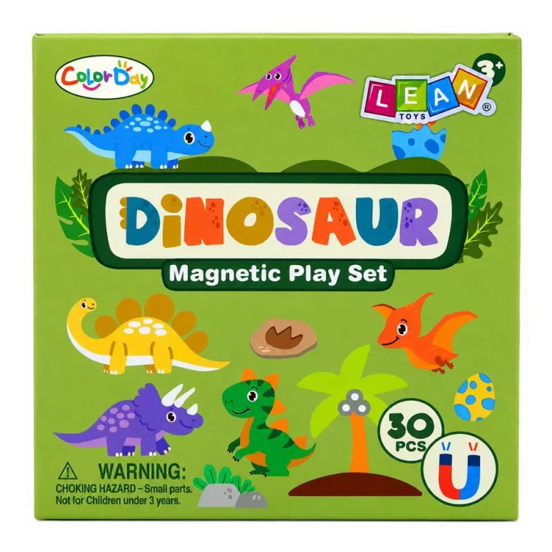 LEAN TOYS Magnetisches Puzzle-Buch Dinosaurier Bunte Magnete 30 Stück