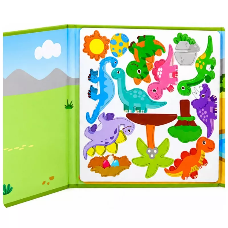 LEAN TOYS Magnetisches Puzzle-Buch Dinosaurier Bunte Magnete 30 Stück