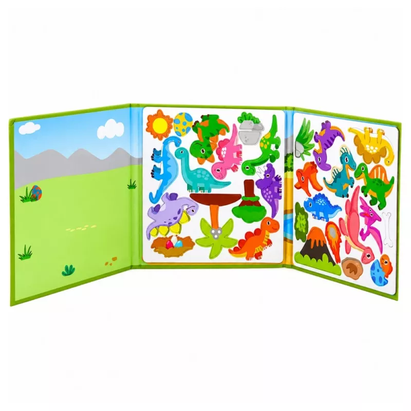 LEAN TOYS Magnetisches Puzzle-Buch Dinosaurier Bunte Magnete 30 Stück