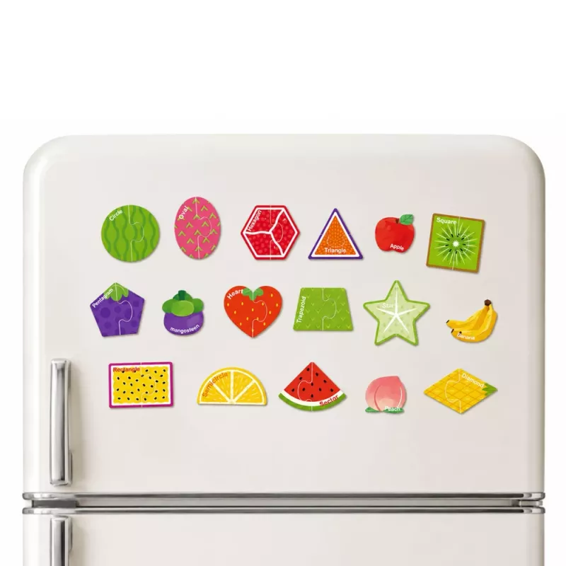 LEAN TOYS Magnetpuzzle Lernfrüchte 30 Teile – Pädagogische Fruchtmagnete für Tafeln, Whiteboards & Kühlschränke