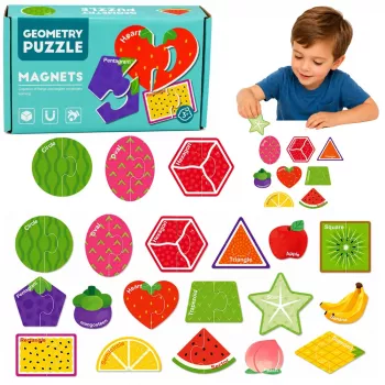 LEAN TOYS Magnetpuzzle Lernfrüchte 30 Teile – Pädagogische Fruchtmagnete für Tafeln, Whiteboards & Kühlschränke