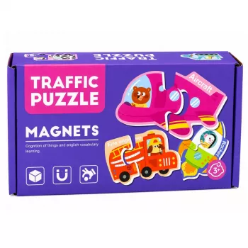 LEAN TOYS Magnetpuzzle Fahrzeuge Lernspielzeug Verkehrsmittel Set 30 Teile
