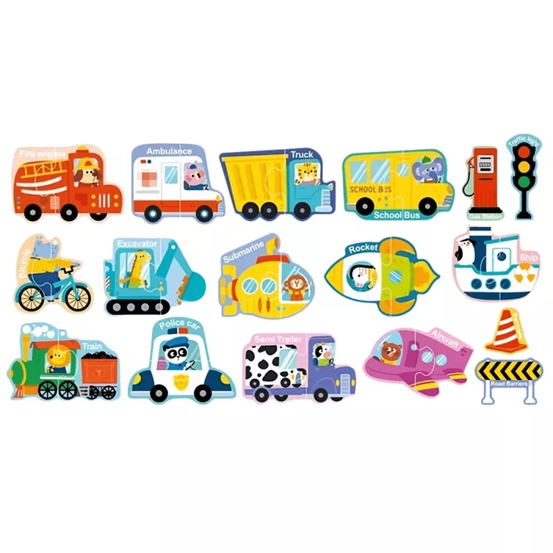 LEAN TOYS Magnetpuzzle Fahrzeuge Lernspielzeug Verkehrsmittel Set 30 Teile