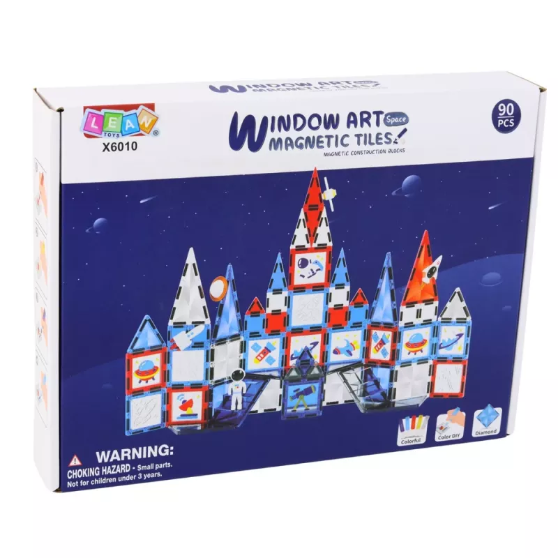 LEAN TOYS Magnetic Space Windows Bauklötze 90 Teile – ABS-Kunststoff STEM-Bausatz