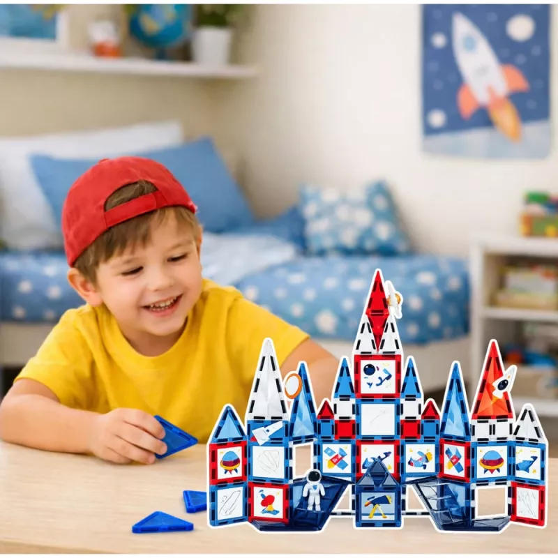 LEAN TOYS Magnetic Space Windows Bauklötze 90 Teile – ABS-Kunststoff STEM-Bausatz