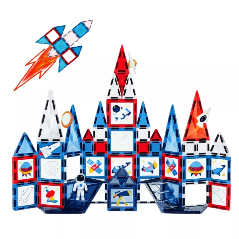 LEAN TOYS Magnetic Space Windows Bauklötze 90 Teile – ABS-Kunststoff STEM-Bausatz
